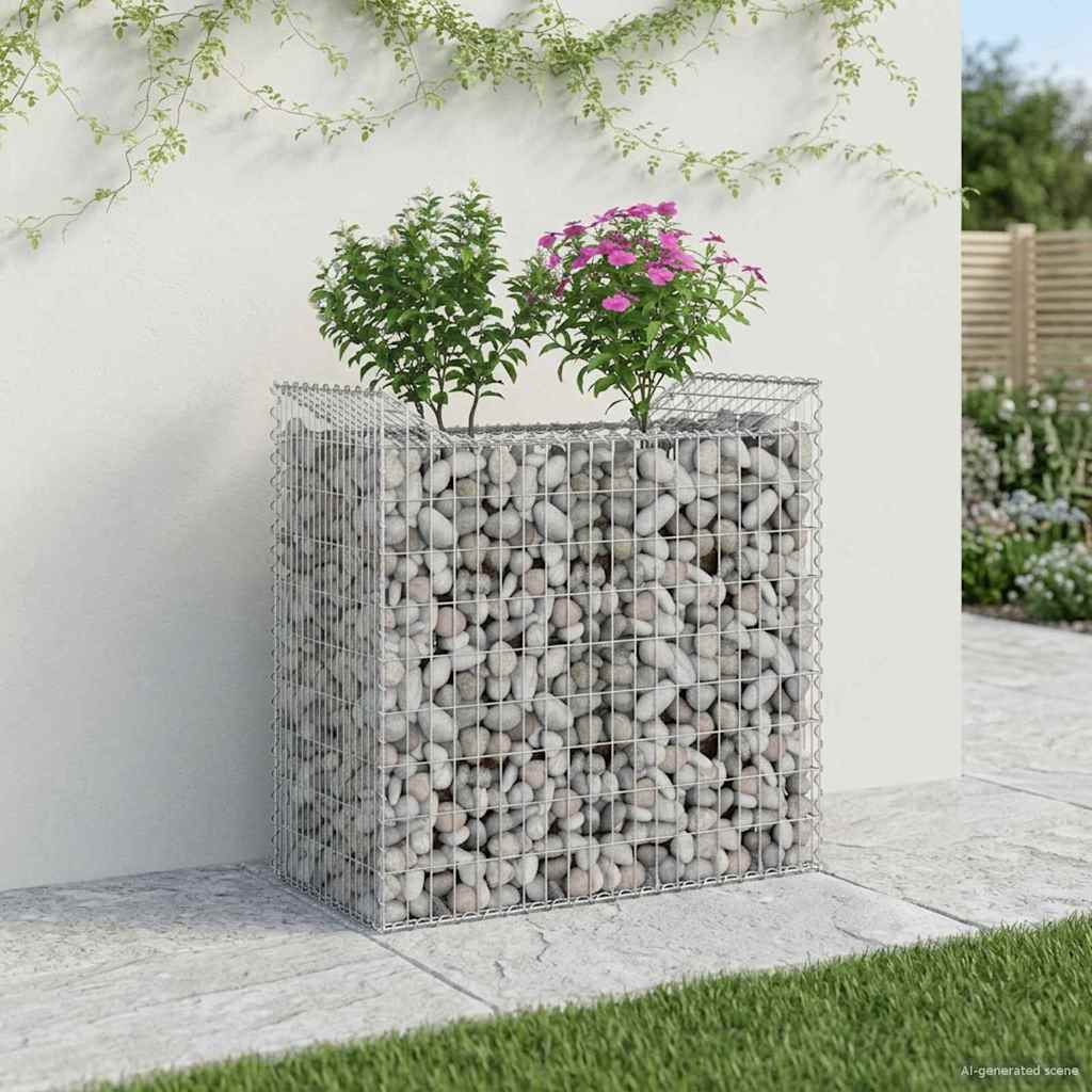 Gabion Kohotettu Peti Hopea 50 x 100 x 100 cm Galvanoitu teräs