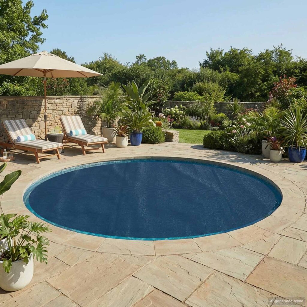 Uima-altaan kansi raskasta laatua Musta ja Sininen PE