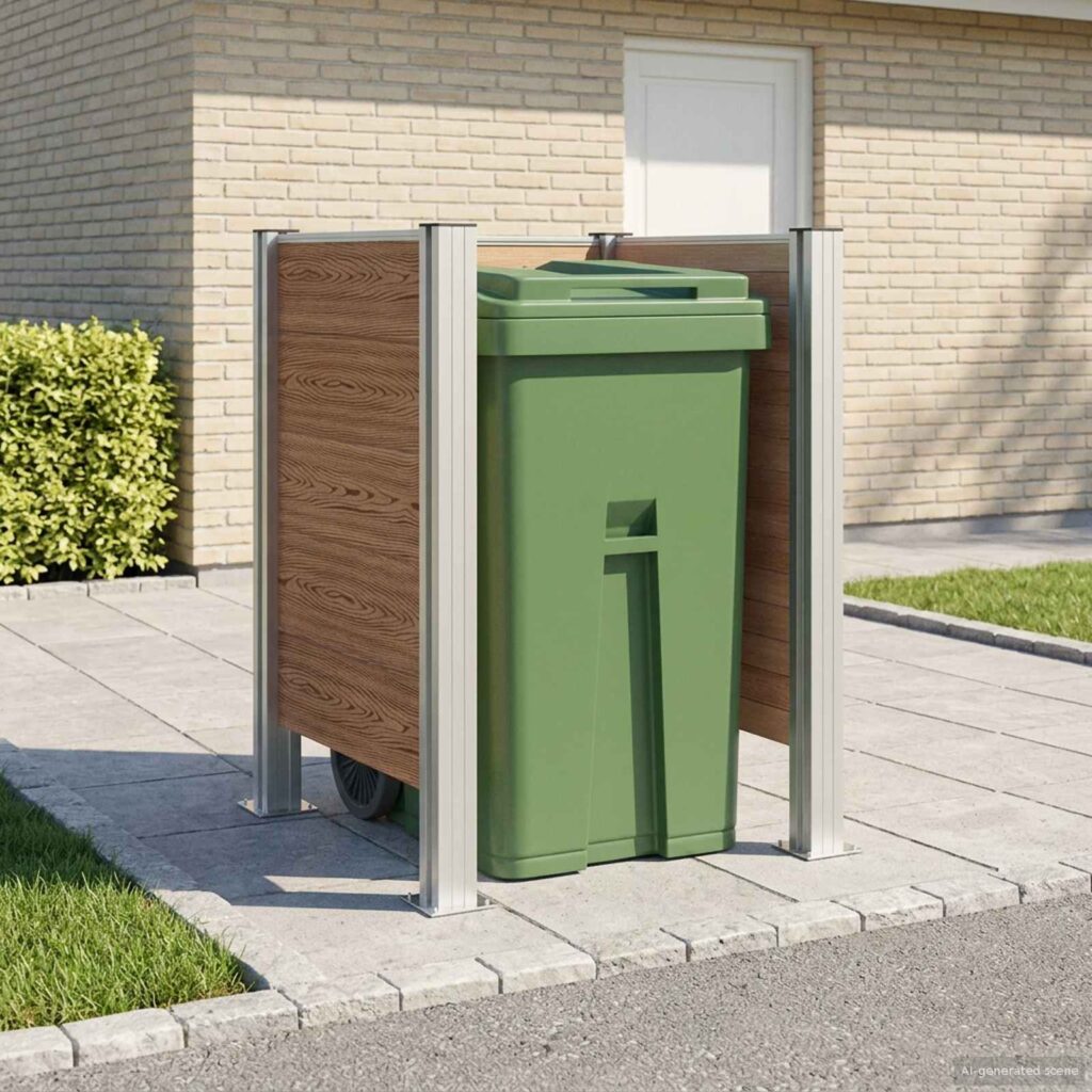 Roska-aitaus Ruskea 85 x 85 x 115 cm Alumiini ja WPC