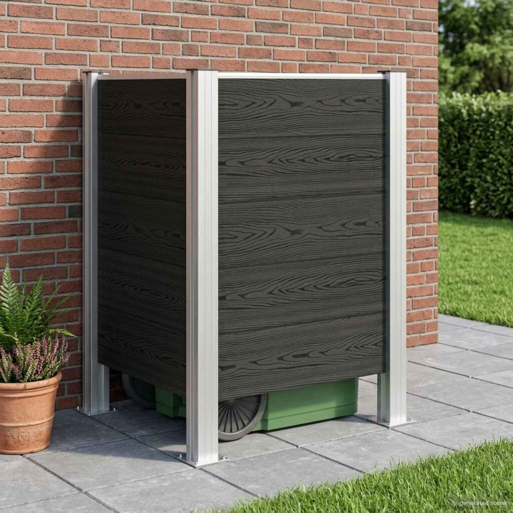 Roska-aitaus Harmaa 85 x 85 x 115 cm Alumiini ja WPC