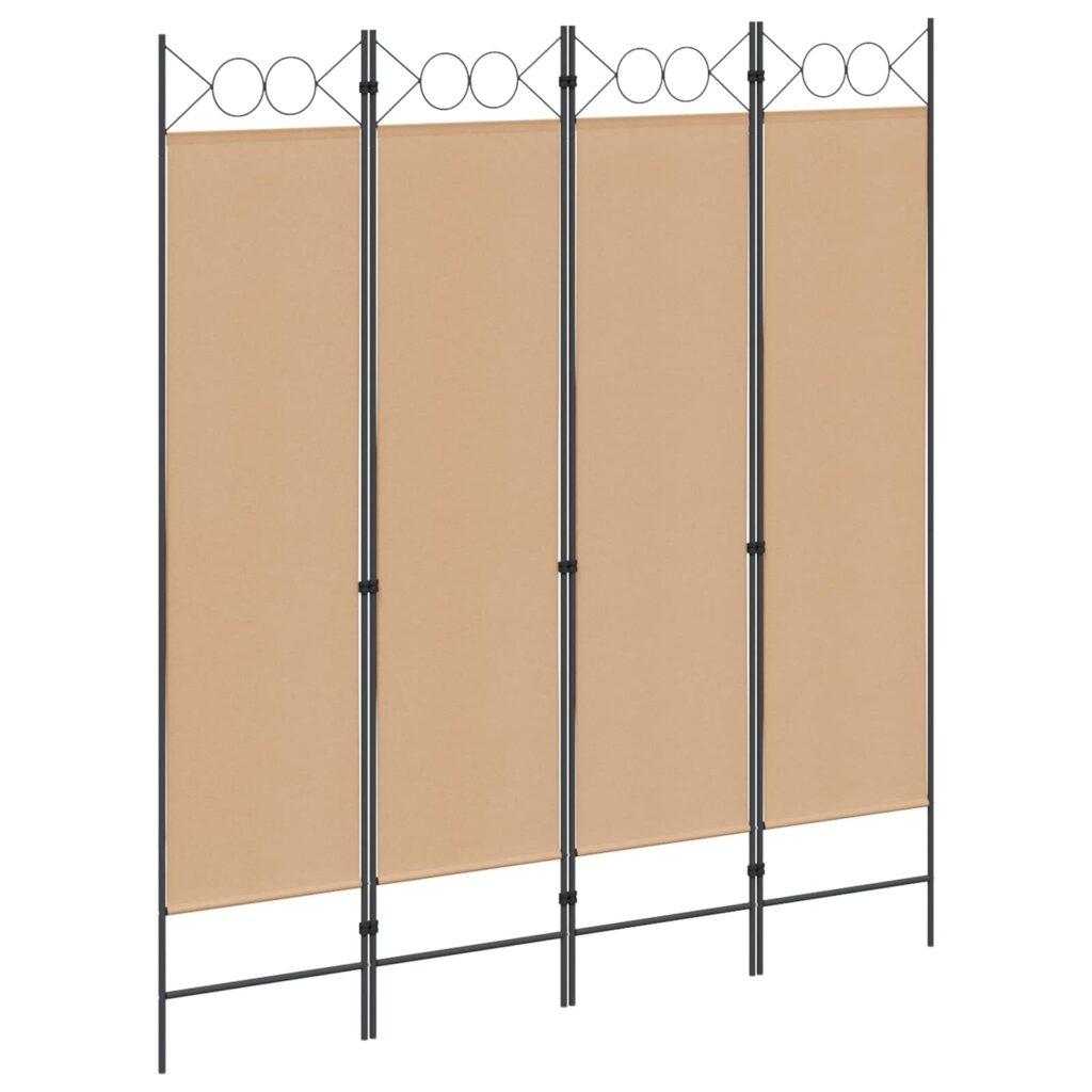 4-paneelinen huoneen jakaja Beige 160 x 180 cm Kangas