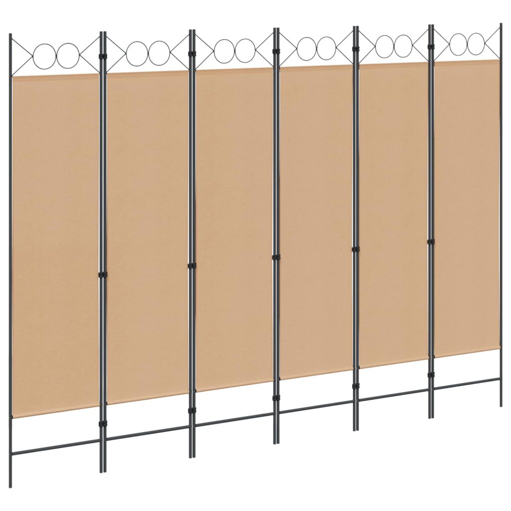 6-paneeli huonejakaja Beige 240 x 180 cm Kangas