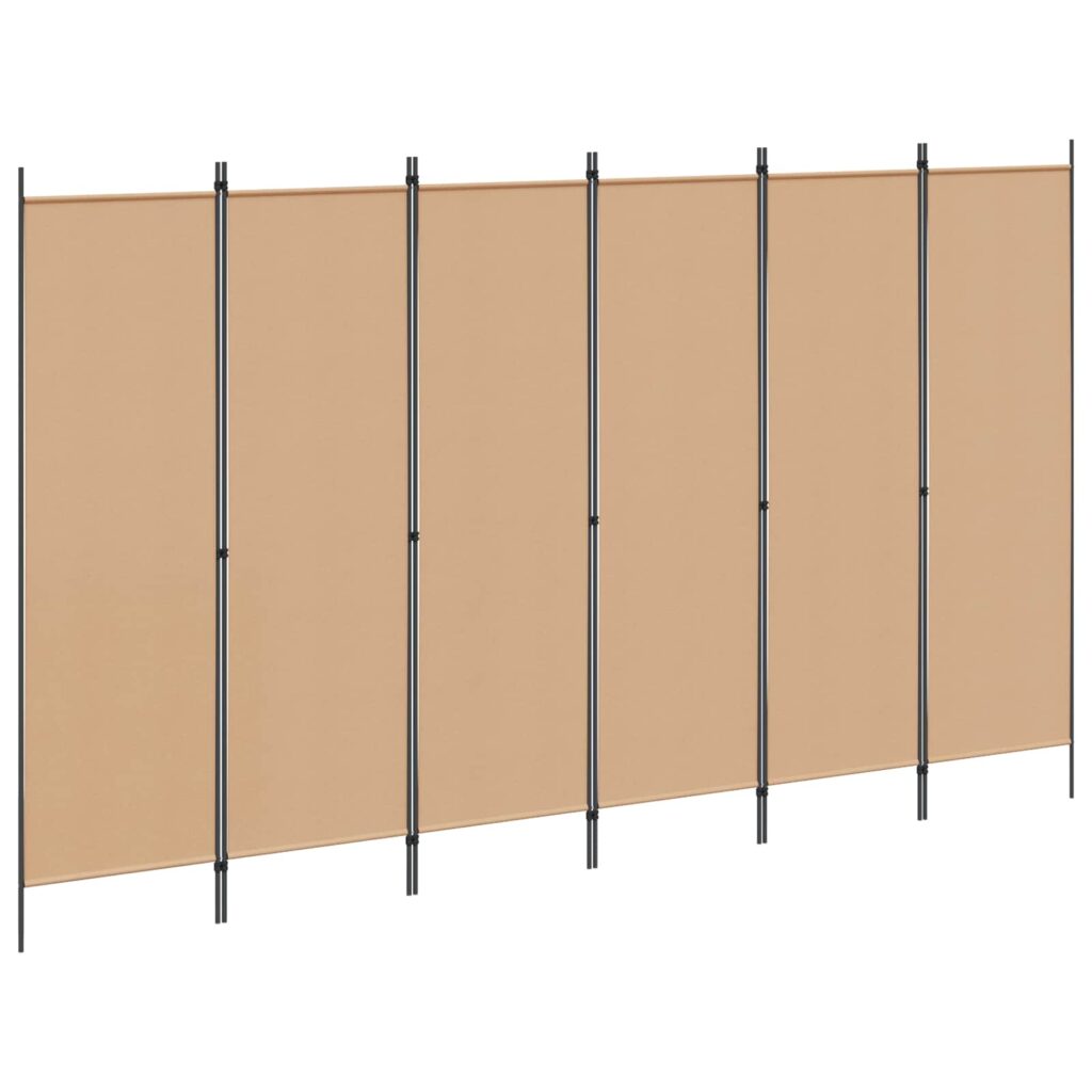 6-paneeli huonejakaja Beige 300 x 180 cm Kangas
