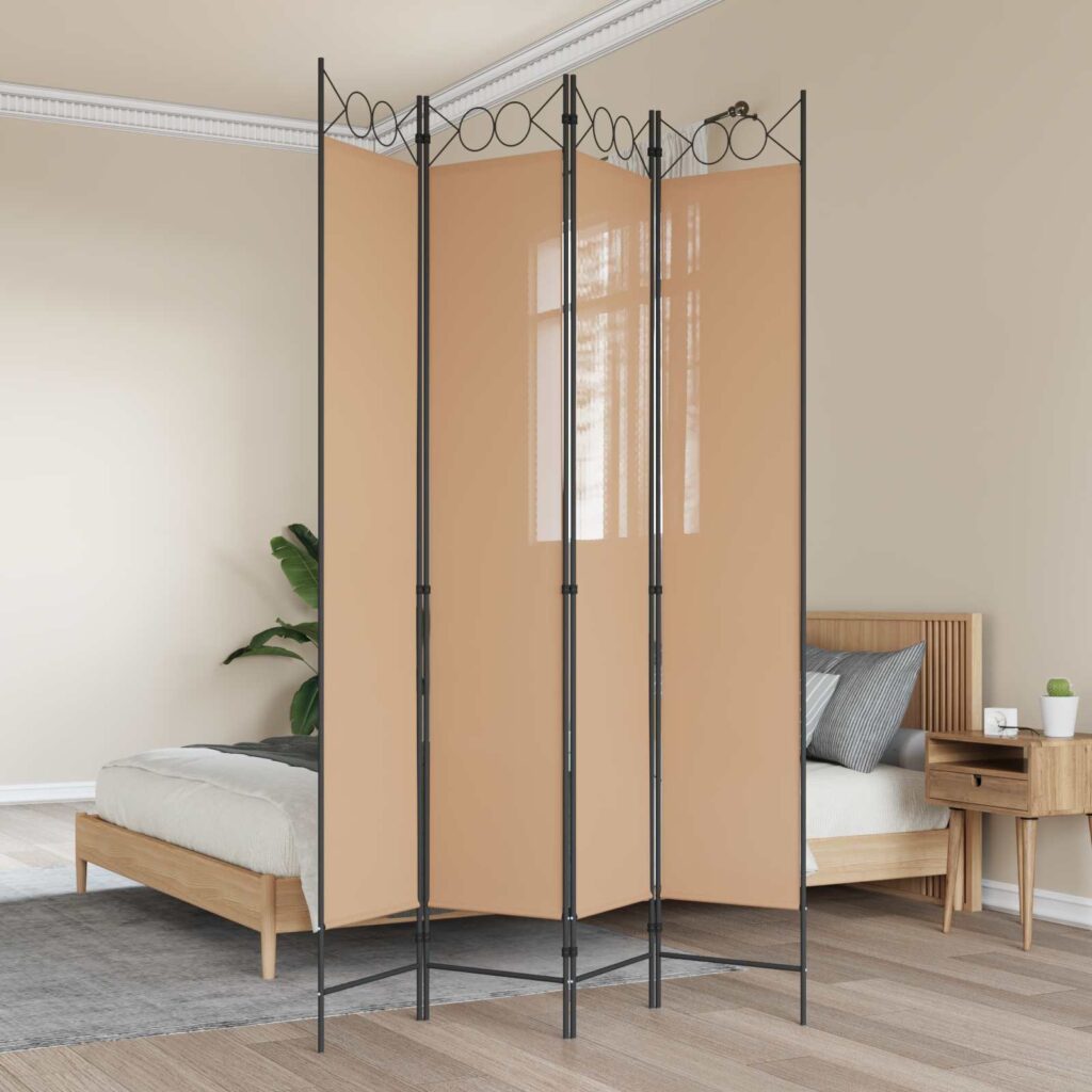 4-paneelinen huoneen jakaja Beige 160 x 220 cm Kangas