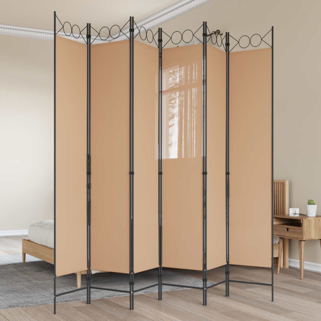 6-paneeli huonejakaja Beige 240 x 220 cm Kangas