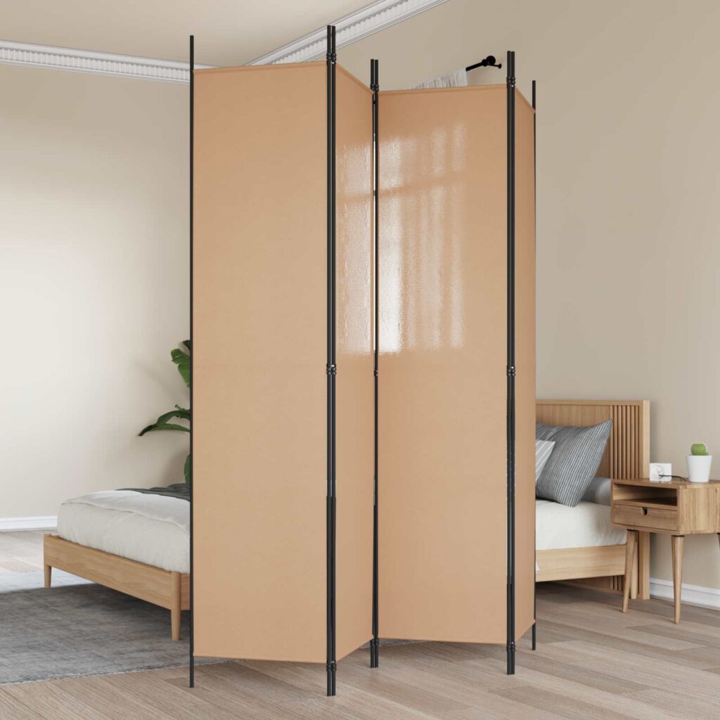 4-paneelinen huoneen jakaja Beige 200 x 220 cm Kangas