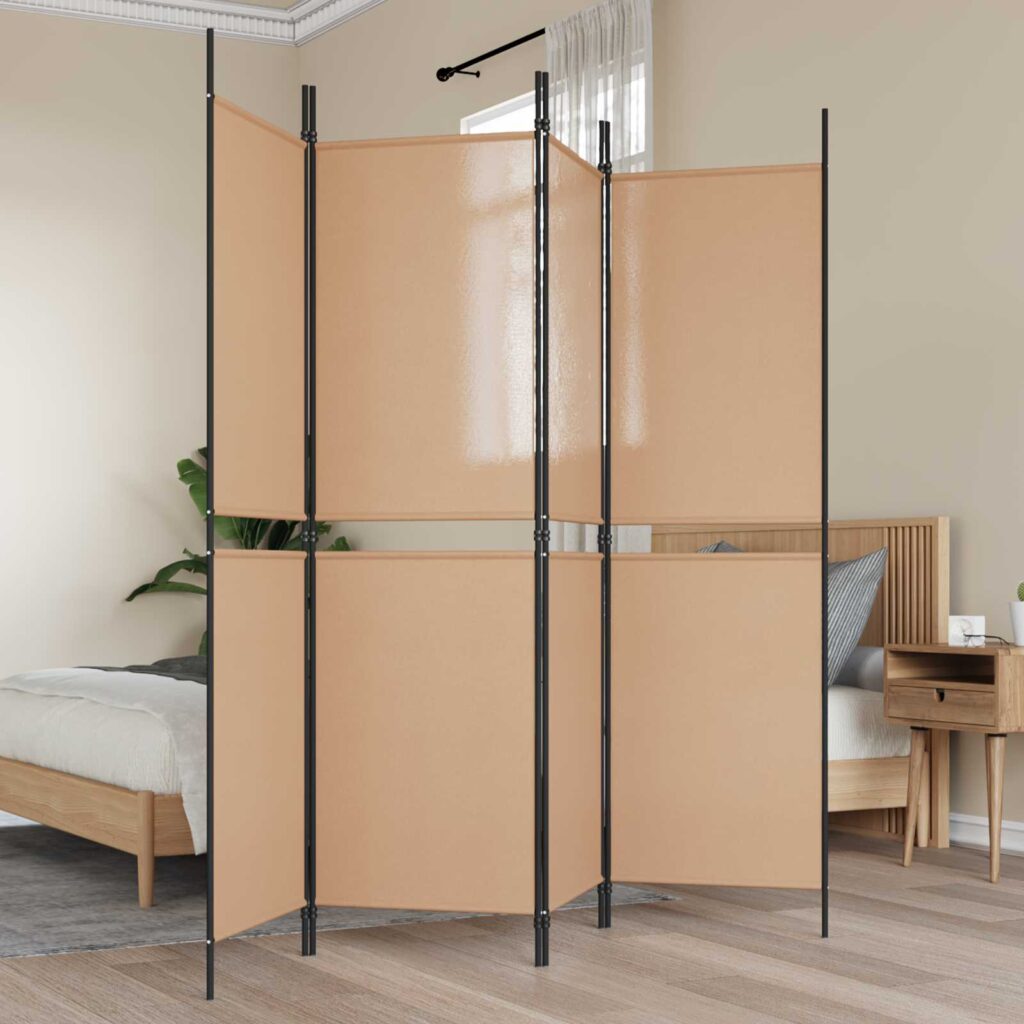 4-paneelinen huoneen jakaja Beige 200 x 180 cm Kangas