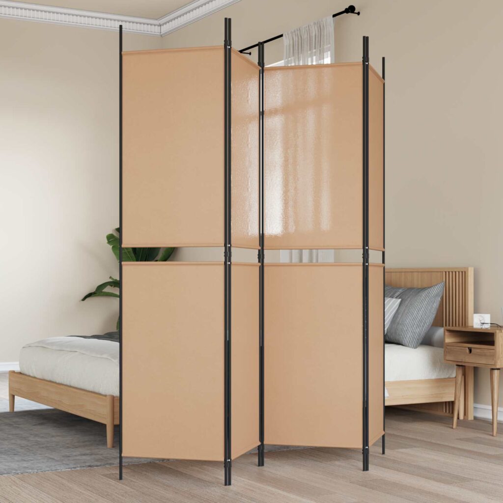 4-paneelinen huoneen jakaja Beige 200 x 200 cm Kangas