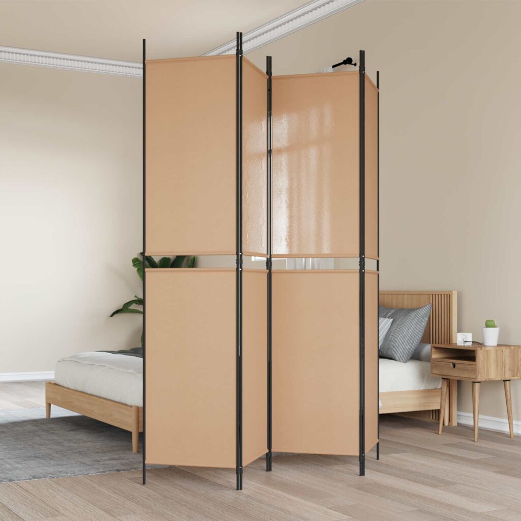 4-paneelinen huoneen jakaja Beige 200 x 220 cm Kangas