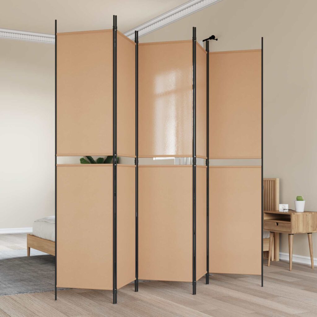 5-paneelinen huonejakaja Beige 250 x 220 cm Kangas