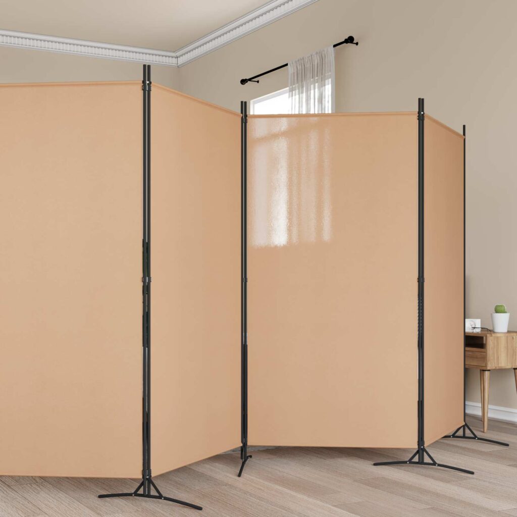 6-paneeli huonejakaja Beige 520 x 180 cm Kangas