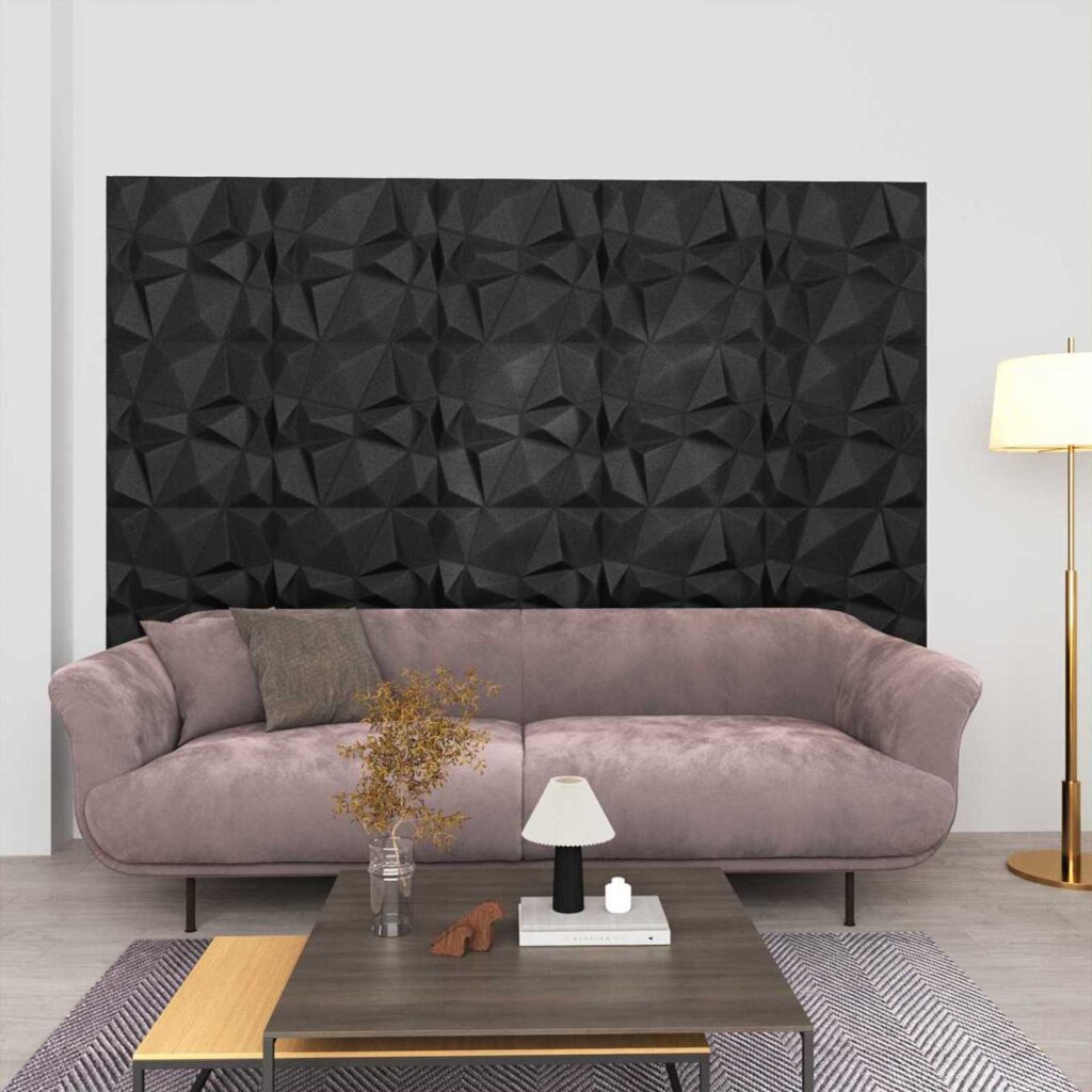 Seinäpaneelit 24 pcs Timanttimusta 50 x 50 cm XPS Vaahdon