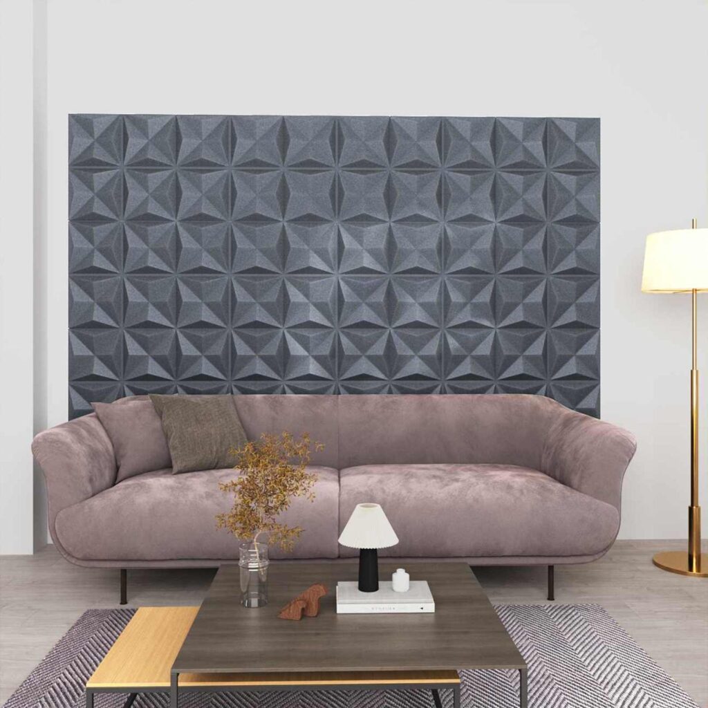 Seinäpaneelit 24 pcs Origami Harmaa 50 x 50 cm XPS Vaahdon