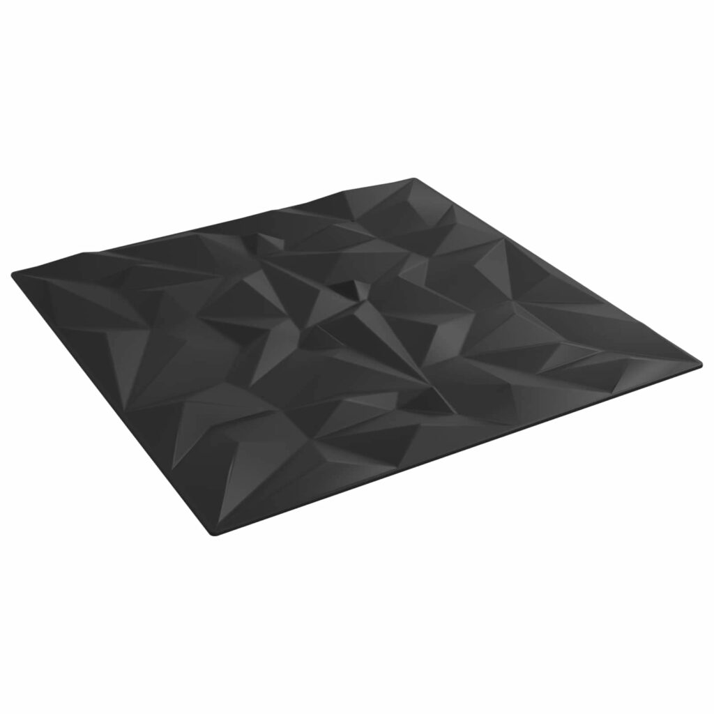 Seinäpaneelit 48 pcs Musta 50 x 50 cm XPS Vaahdon