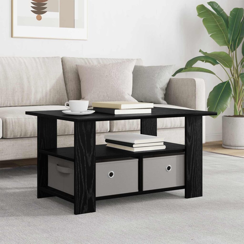 Sohvapöytä Musta tammi. 77 x 55 x 42 cm Tekninen puu