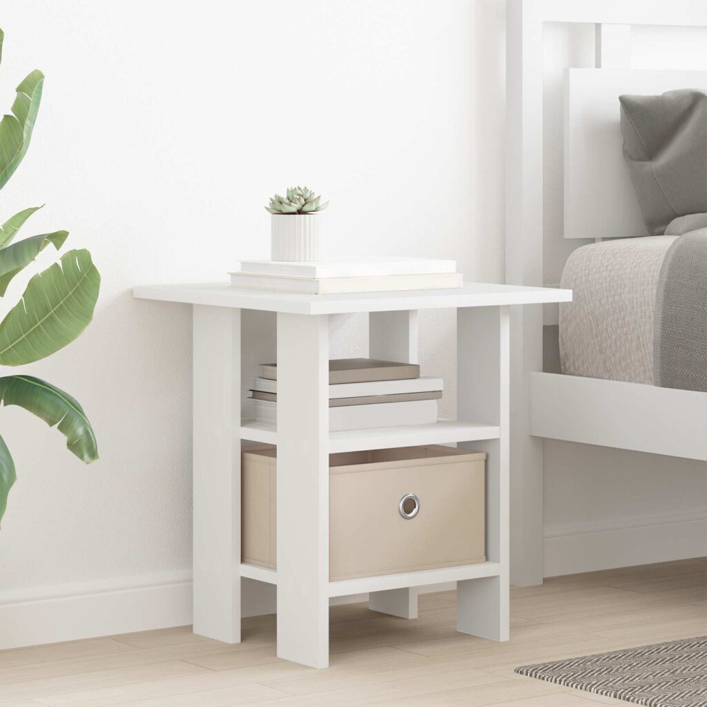 Yöpöytä laatikon kanssa Valkoinen 41 x 40 x 45 cm Tekninen puu