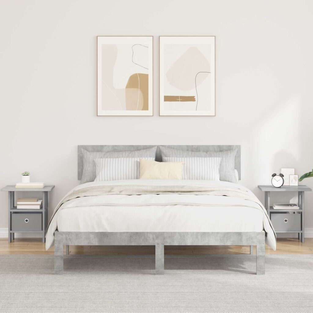 Yöpöytä 2 pcs Betoni Harmaa 41 x 40 x 45 cm Tekninen puu