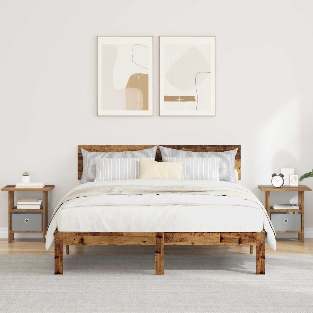 Yöpöytä 2 pcs Vanha puu 41 x 40 x 45 cm Tekninen puu