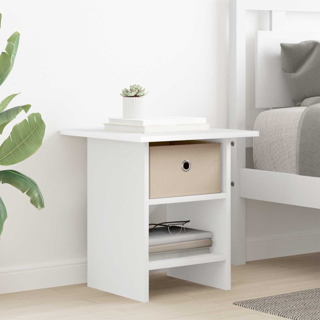 Yöpöytä laatikon kanssa Valkoinen 41 x 40 x 45 cm Tekninen puu