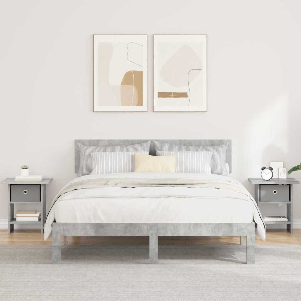 Yöpöytä 2 pcs Betoni Harmaa 41 x 40 x 45 cm Tekninen puu