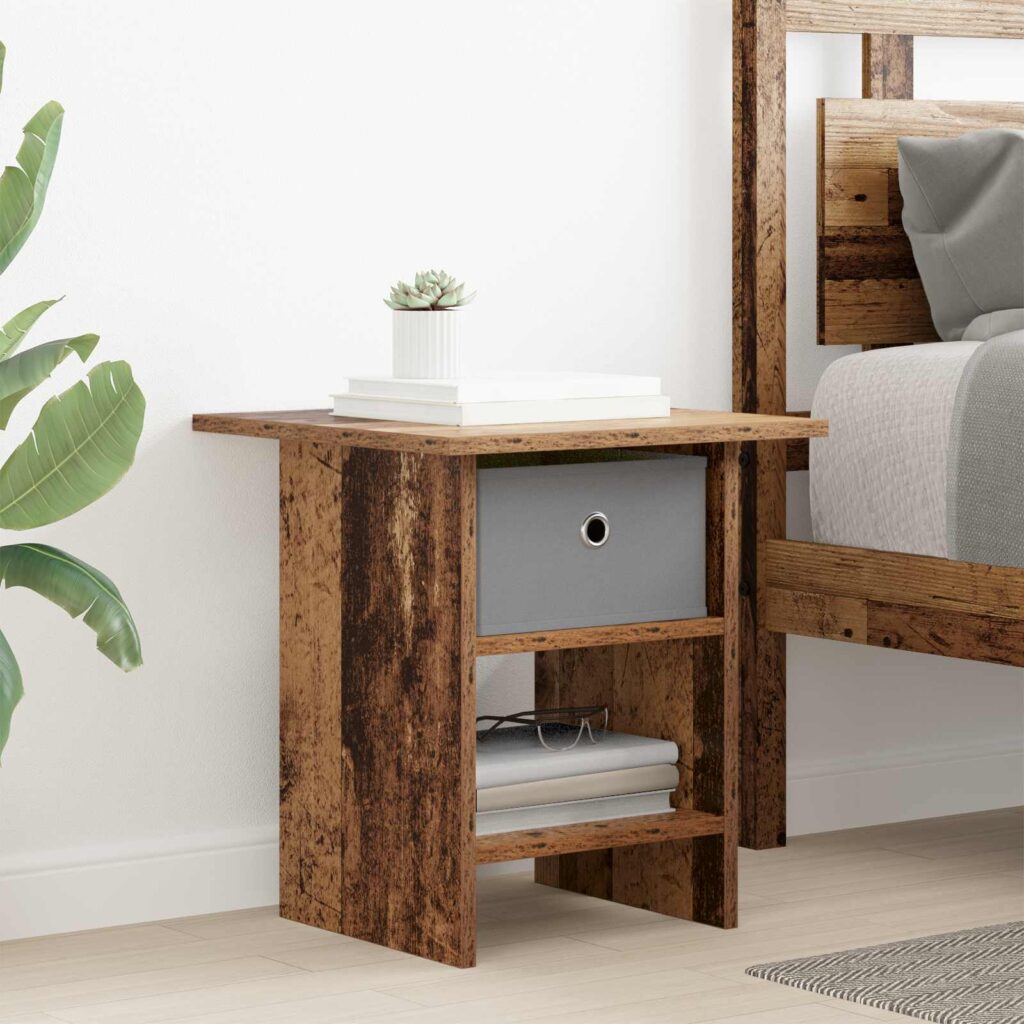 Yöpöytä laatikon kanssa Vanha puu 41 x 40 x 45 cm Tekninen puu