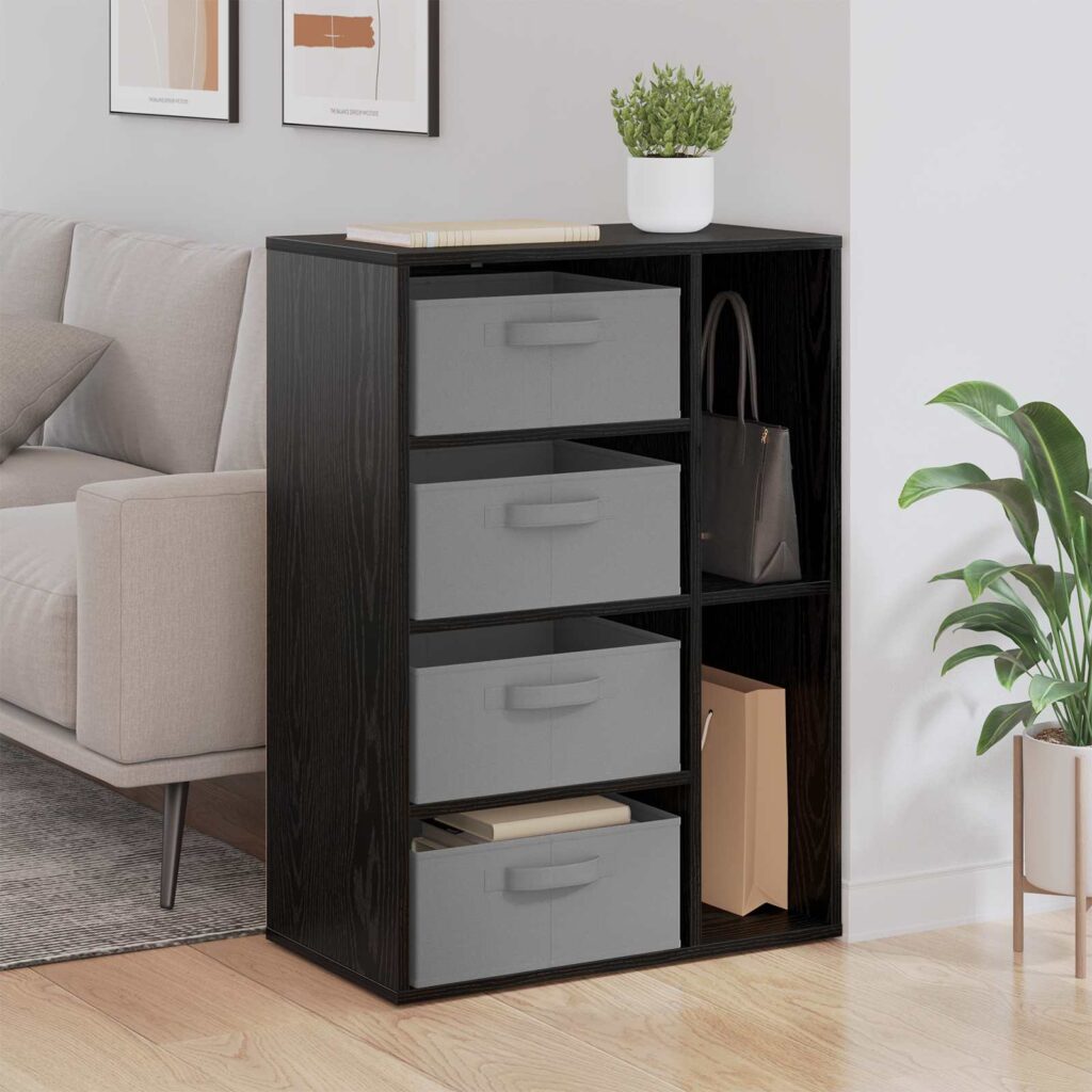 Sivupöytä laatikon kanssa Musta tammi. 60 x 33,5 x 84 cm