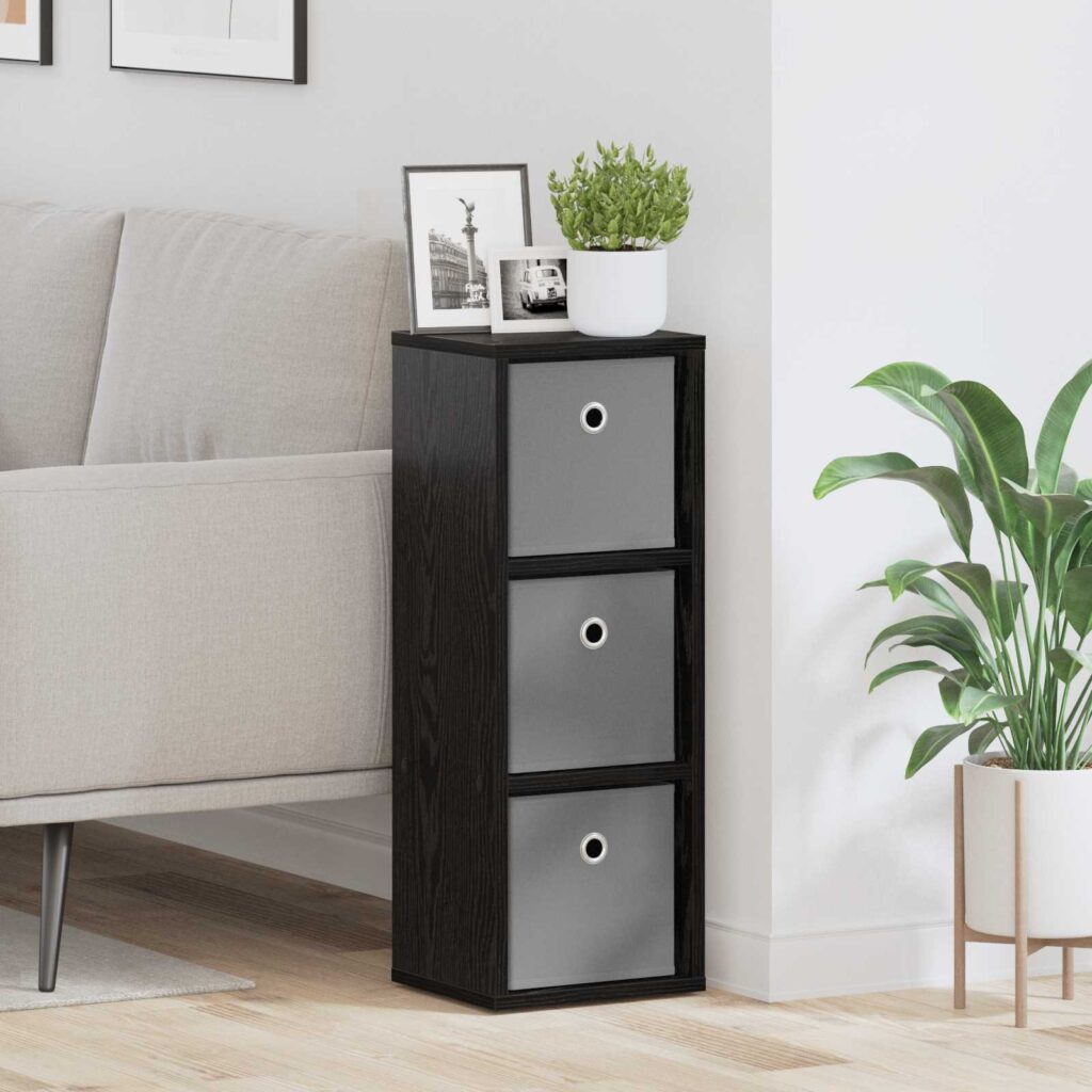 Sivupöytä laatikon kanssa Musta tammi. 25,5 x 22 x 69,5 cm