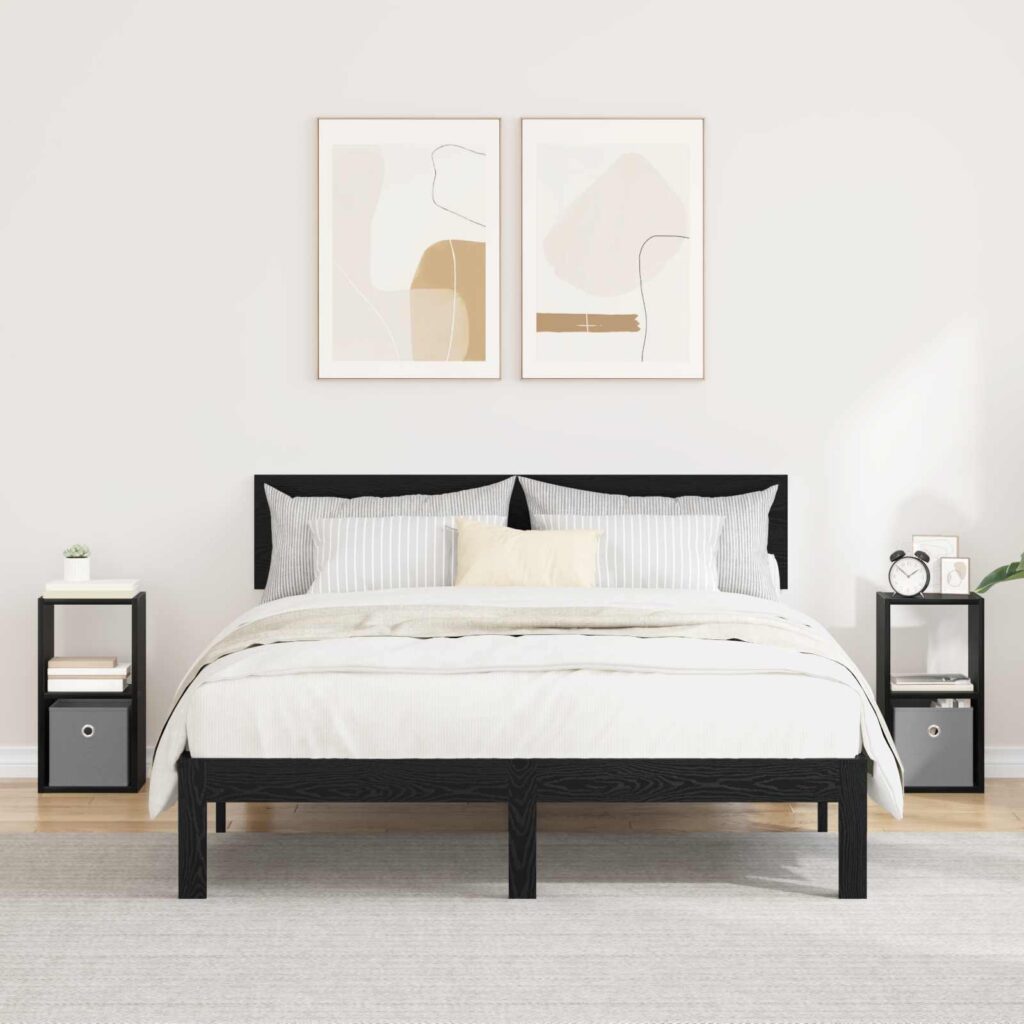 Yöpöytä 2 pcs Musta tammi. 25,5 x 22 x 49,5 cm Tekninen puu