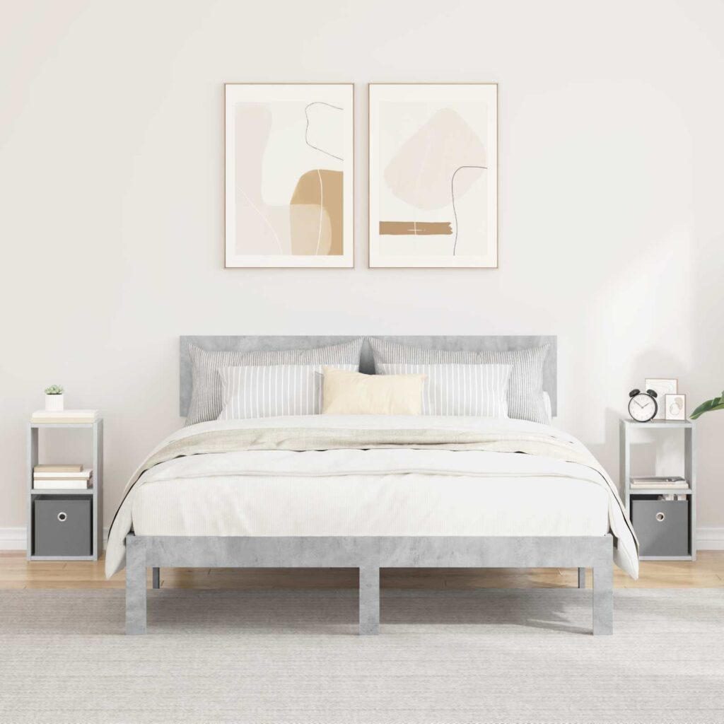 Yöpöytä 2 pcs Betoni Harmaa 25,5 x 22 x 49,5 cm Tekninen puu