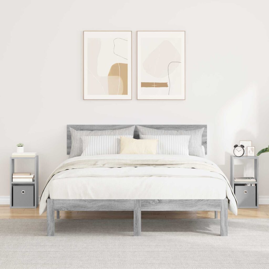 Yöpöytä 2 pcs Harmaa Sonoma 25,5 x 22 x 49,5 cm Tekninen puu