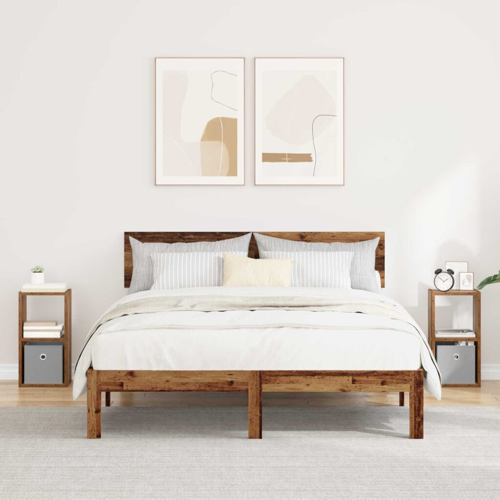 Yöpöytä 2 pcs Vanha puu 25,5 x 22 x 49,5 cm Tekninen puu