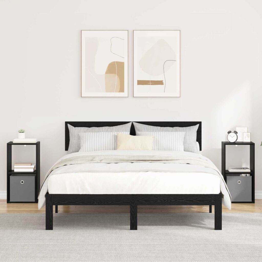 Yöpöytä 2 pcs Musta tammi. 30,5 x 27 x 59,5 cm Tekninen puu