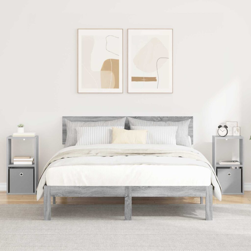 Yöpöytä 2 pcs Harmaa Sonoma 30,5 x 27 x 59,5 cm Tekninen puu