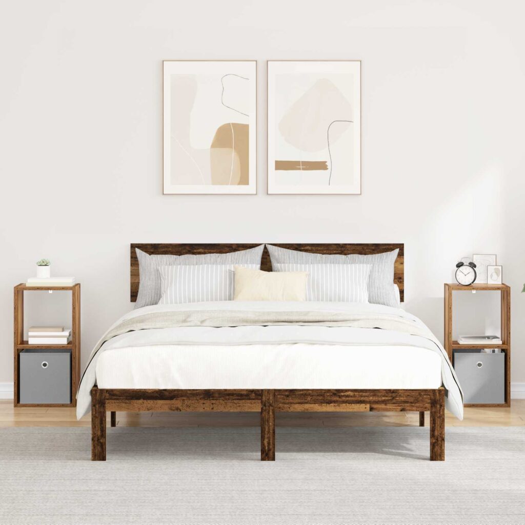 Yöpöytä 2 pcs Vanha puu 30,5 x 27 x 59,5 cm Tekninen puu