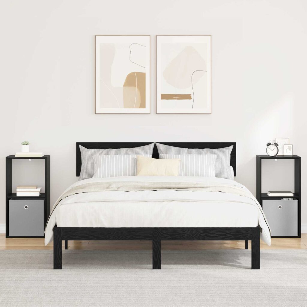 Yöpöytä 2 pcs Musta tammi. 35 x 32 x 68,5 cm Tekninen puu