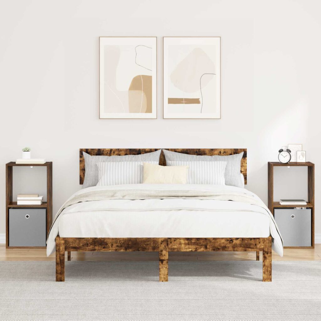 Yöpöytä 2 pcs Savupähkinä 35 x 32 x 68,5 cm Tekninen puu