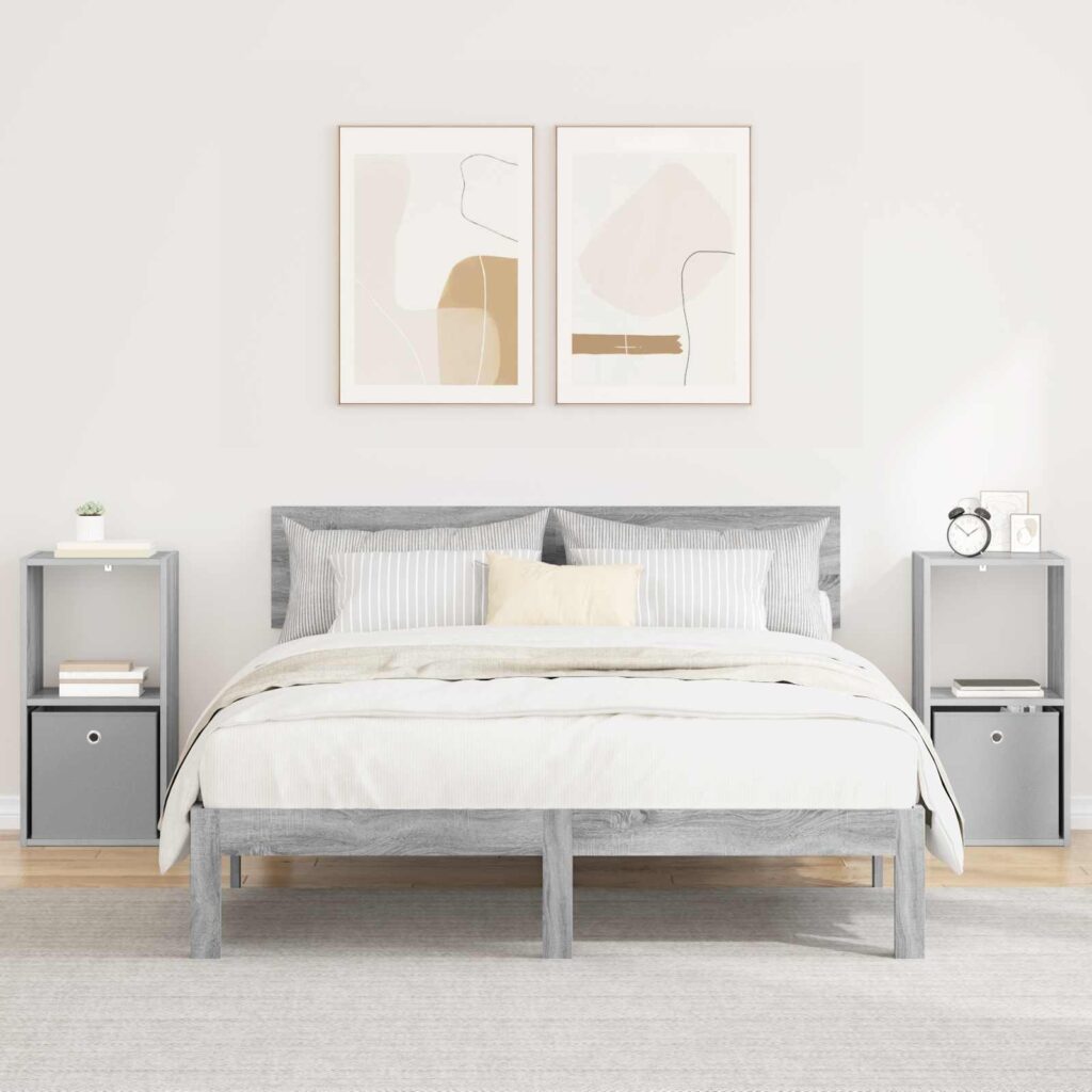 Yöpöytä 2 pcs Harmaa Sonoma 35 x 32 x 68,5 cm Tekninen puu