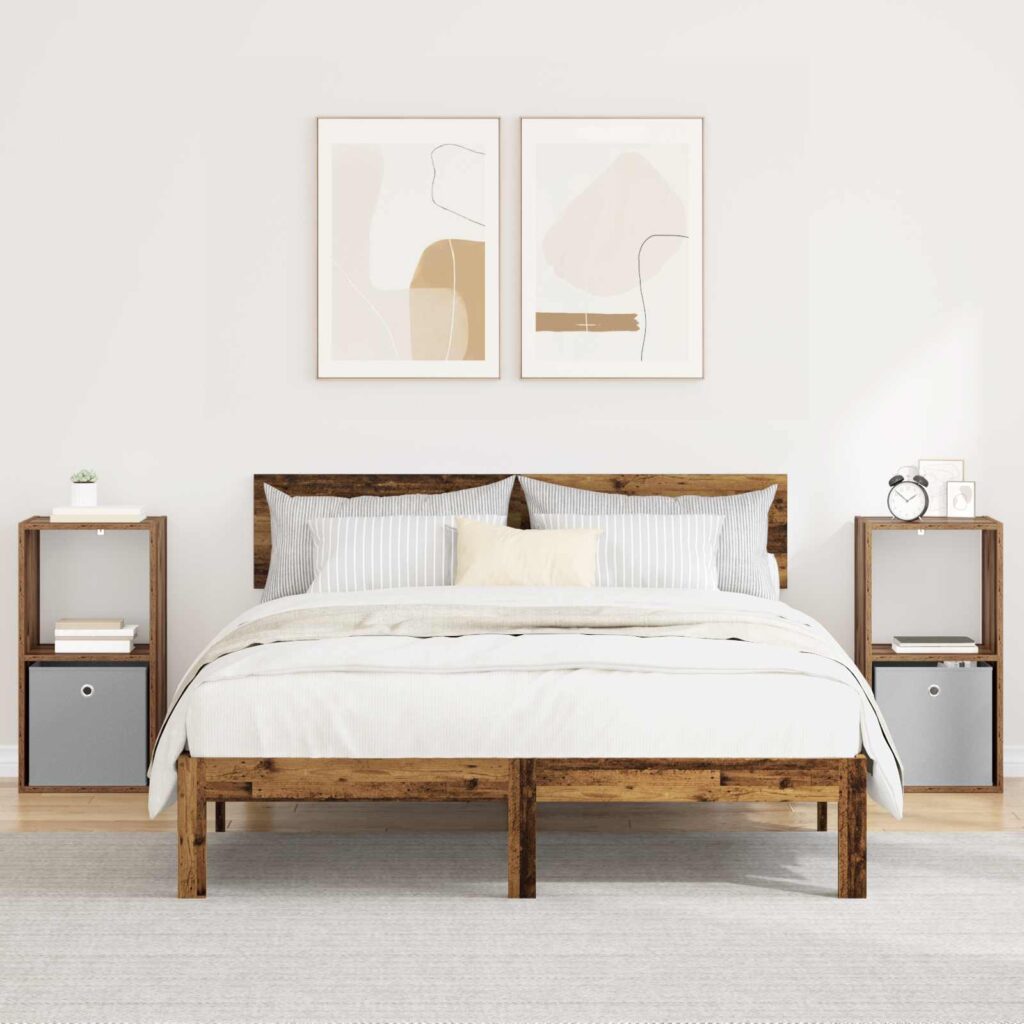 Yöpöytä 2 pcs Vanha puu 35 x 32 x 68,5 cm Tekninen puu