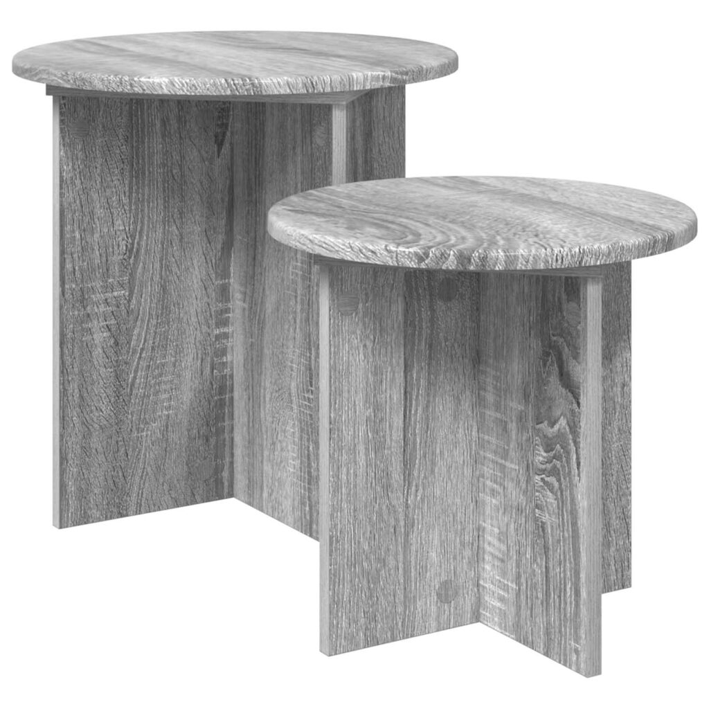 Sivupöytäsetti 2 pcs Harmaa sonoma Käsitelty puu