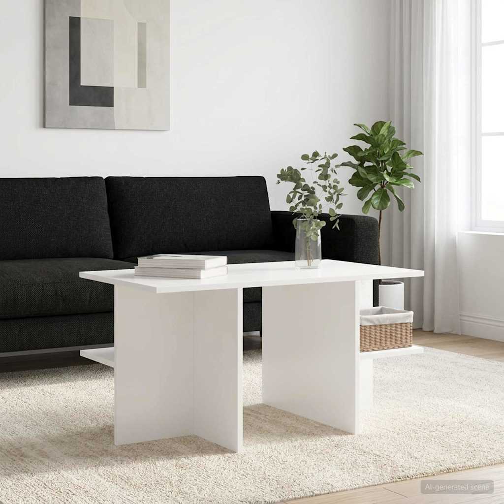 Sohvapöytä valkoinen 87 x 50 x 45 cm Käsitelty puu