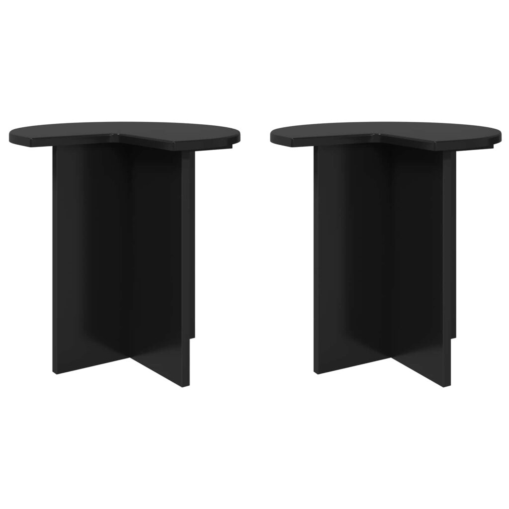 Sivupöytä 2 pcs Musta tammi Ø 39 x 38 cm Tekninen puu