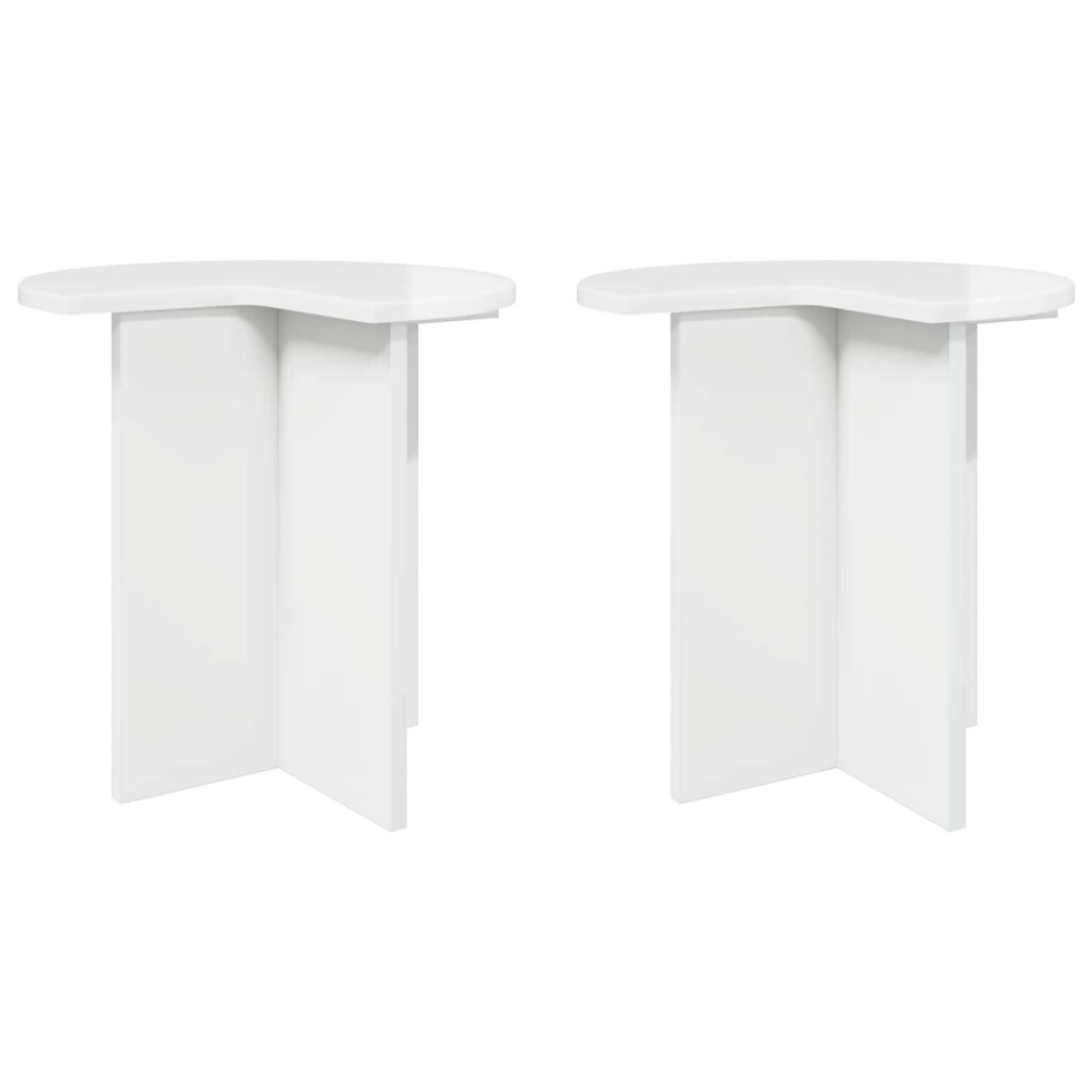 Sivupöytä 2 pcs Korkeakiiltoinen valkoinen Ø 39 x 38 cm