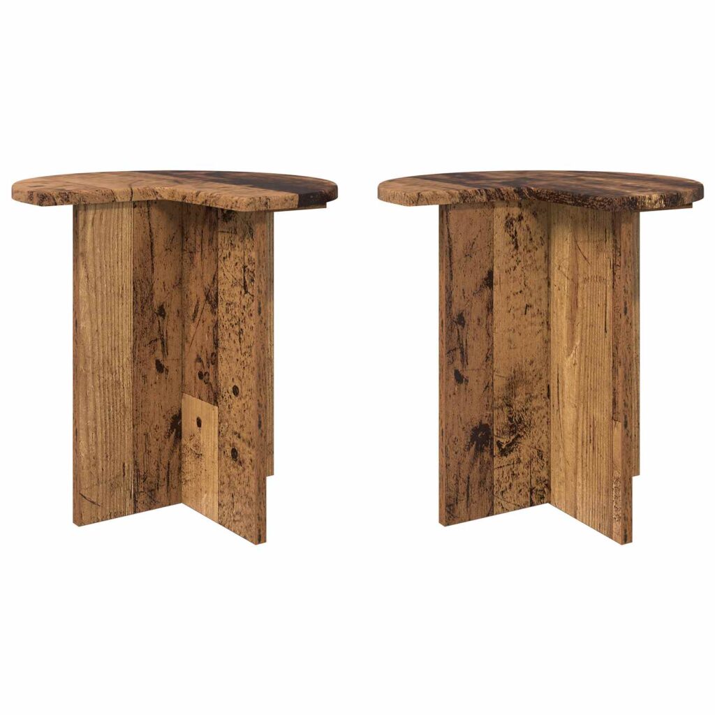Sivupöytä 2 pcs Vanha puu Ø 39 x 38 cm Tekninen puu