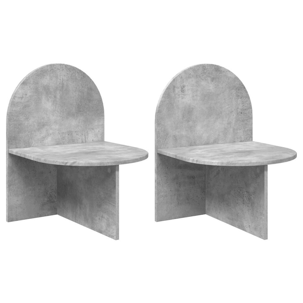Yöpöytä 2 pcs Betoninharmaa 48 x 49 x 65 cm Käsitelty puu