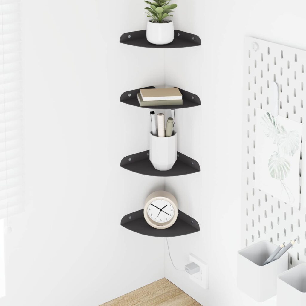 Kelluva hylly hyllyllä 4 pcs Musta 15 x 15 x 2 cm