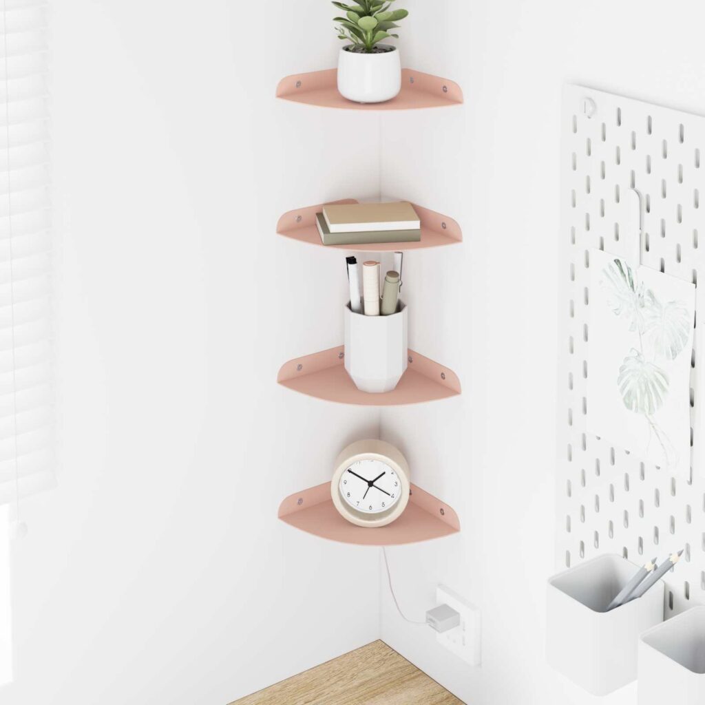 Kelluva hylly hyllyllä 4 pcs Pinkki 15 x 15 x 2 cm