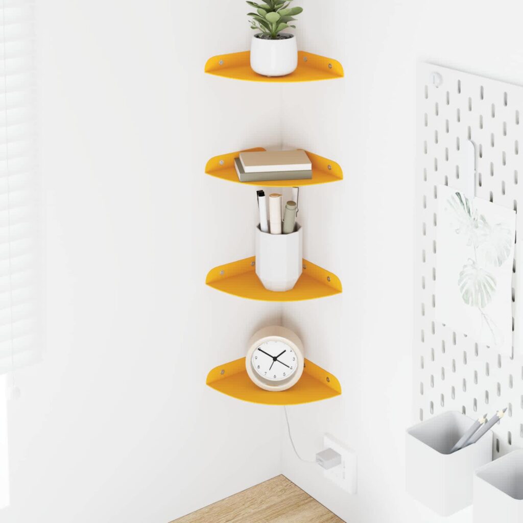 Kelluva hylly hyllyllä 4 pcs Sinappikeltainen 15 x 15 x 2 cm