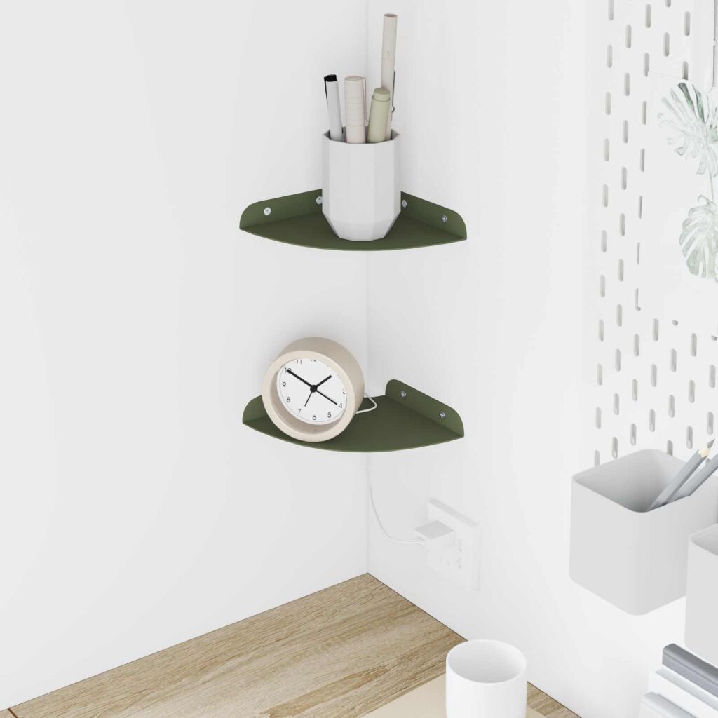 Kelluva hylly hyllyllä 2 pcs Oliivivihreä 15 x 15 x 2 cm