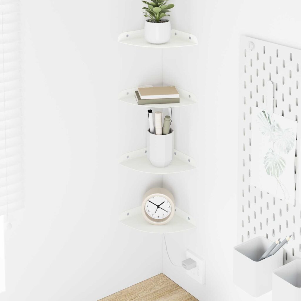 Kelluva hylly hyllyllä 4 pcs Valkoinen 15 x 15 x 2 cm