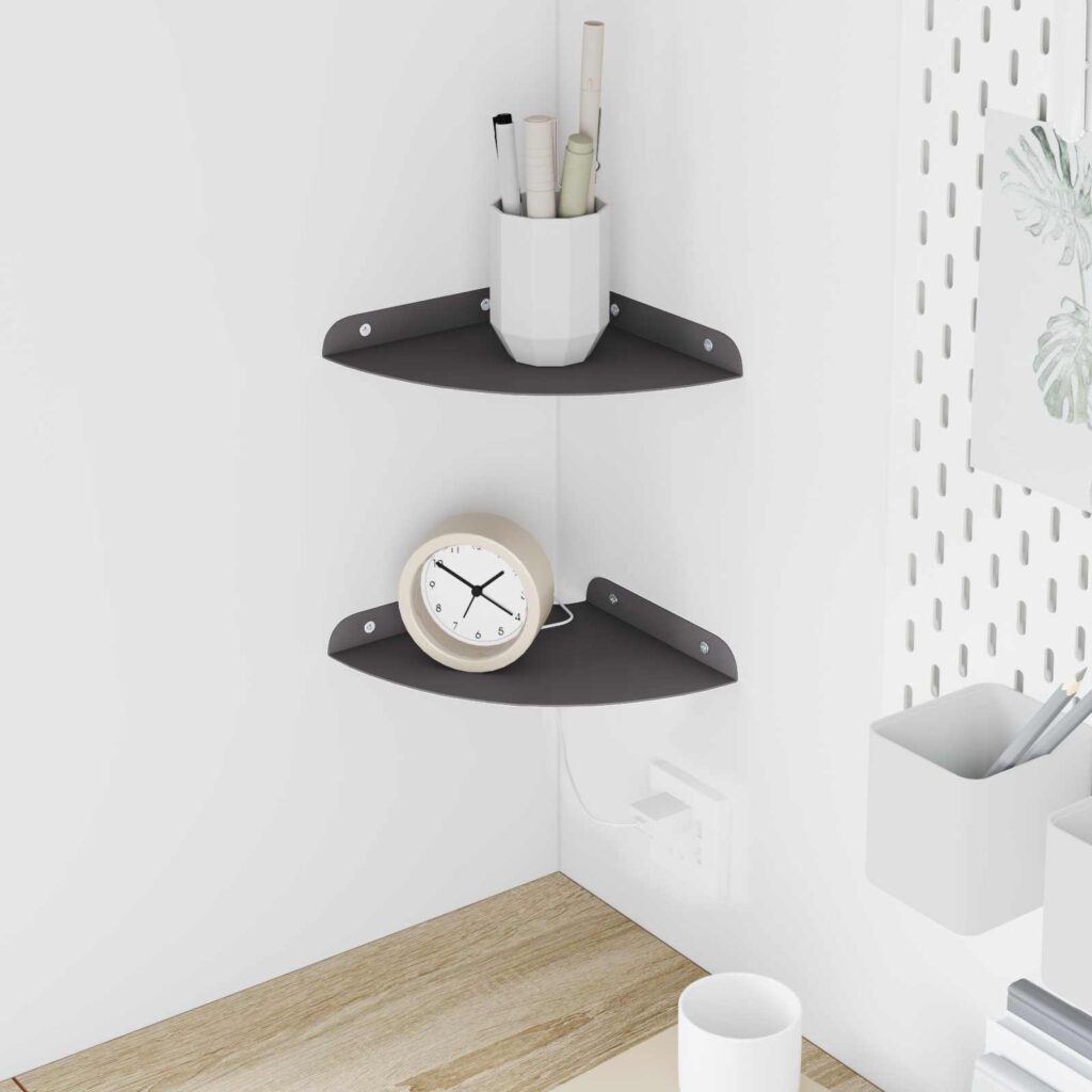 Kelluva hylly hyllyllä 2 pcs Musta 18 x 18 x 2 cm